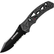 Schrade A11bs Shizzle M.A.G.I.C. Assisted Opening Part Serrated Drop Point Blade Knife with Black Aluminum Handles