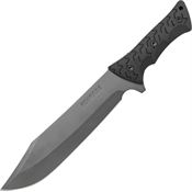 Schrade F45 Leroy Fixed Stainless Clip Point Blade Knife with Grooved Black TPR Handles