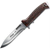 Walther 50738 P38 Fixed Blade Knife with Stainless Handle and Brown Synthetic Grip