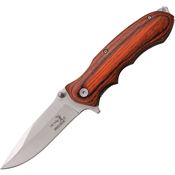 Elk Ridge 160SW Assisted Opening Linerlock Folding Pocket Stainless Knife with Brown Pakkawood Handles