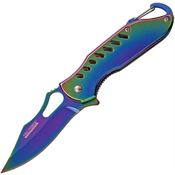 Tac Force 906RB Assisted Opening Rainbow Finish Clip Point Linerlock Folding Pocket Knife with Stainless Handles