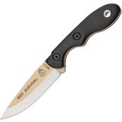 TOPS MSKSURV Mini Scandi Survival Tan and Matte Finish Fixed Blade Knife with Black Canvas Micarta Handles