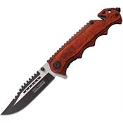 Tac Force 809WD Assisted Opening Saw Linerlock Folding Pocket Knife with Brown PakkaWood Handles
