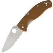 Spyderco 122GPSBN Tenacious Brown G10 Plain Linerlock Folding Pocket Knife