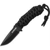 Schrade F46 Neck Fixed Black Finish Blade Knife with Black Paracord Wrapped Handle