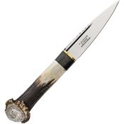 J. Adams Sheffield England 021 Sgian Dhu Mirror Polished Fixed Blade Knife with Crown Stag Handle