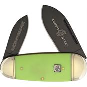 Rough Rider 1455 Zombie Nick Large Toenail Folding Pocket Knife with Green Composition Handle