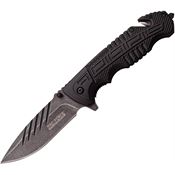 Tac Force 919BK Rescue Assisted Opening Linerlock Folding Pocket Knife with Black Aluminum Handles