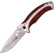 Elk Ridge 155SW Assisted Opening Linerlock Satin Finish Knife with Brown Pakkawood Silver Finish Aluminum Handle