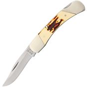 Bear & Son 05 3 3/4" Stag Delrin® Midsize L Lockback Folding Pocket Knife