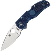 Spyderco 41PDBL5 Native 5 Plain Lockback Folding Pocket Knife with DARK Blue Textured FRN Handles