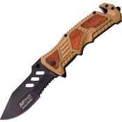 MTech A941TN Assisted Opening Tan Assisted Opening Part Serrated Linerlock Folding Pocket Knife