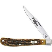 Case 52153 Slimline Trapper Harley Folding Knife with Peach Seed Antique Bone Handle