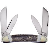 Hen & Rooster 264DS 4 Blade Deer Stag Folding Pocket Knife with Mirror Polish Deer Stag Handle