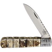 Old Forge 014 Wharncliffe Barlow Stack Stag Folding Pocket Knife with Stag Handle