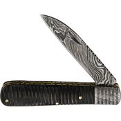 Old Forge 021 Wharncliff Barlow Damascus Folding Pocket Knife with Black Handle