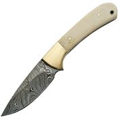 Damascus 1129 Small Skinner Fixed Damascus Steel Blade Knife with Natural Bone Handles
