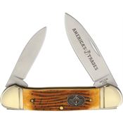 XYZ Brands 1551 Canoe Brown Bone Folding Pocket Knife with Burnt Orange Jigged Bone Handle