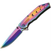 Tac Force 925RB Assisted Opening Serrated Linerlock Folding Spectrum Finish Pocket Knife with Spectrum Handle