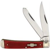 Rough Rider 1498 Trapper Folding Pocket Knife with Strawberry Sawcut Handle