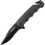 Tac Force 499BD Black Assisted Opening Part Serrated Linerlock Folding Pocket Knife