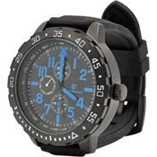 Smith & Wesson W877BL Calibrator Watch Blue with Black Rubber Strap with White Stitching