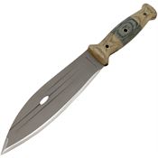 Condor 2428HC Primitive Bush Fixed Carbon Steel Blade Knife with Natural and Black Linen Micarta Handles