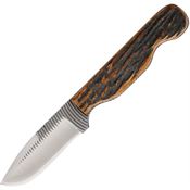 Anza 712AJB 3-1/4 Inch Anza Amber Bone Fixed Blade Knife with Amber Jigged Bone Handle