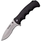 Tac Force 924MS Assisted Opening Part Serrated Linerlock Folding Pocket Knife with Black Rubberized Handles