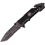 USMC 1052SW Marines Black Assisted Opening Part Serrated Tanto Point Linerlock Folding Pocket Knife