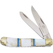 Frost SHS108HH Silverhorse Trapper Folding Knife with Mother of Pearl Handle