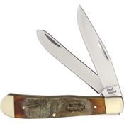 Frost SW108RH Steel Warrior Trapper Folding Knife with Ram's Horn Handle