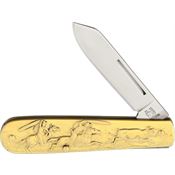 Rough Rider 1457 Cowboy Knife Brass with Artwork on Handle