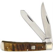 Rough Rider 1509 Ram's Horn Trapper Folding Knife with Stainless Steel Construction Blade