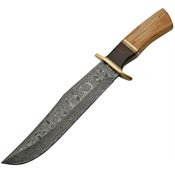 Damascus 1132 Olive Damascus Bowie Fixed Blade Knife