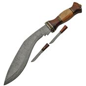 Damascus 1134 Damascus Kukri Knife with Olive Wood Handle