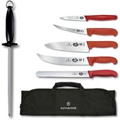 Swiss Army 5100172X3 7 Piece BBQ Set Master Knife Set with Red Synthetic Handle