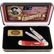 Case CLSRPB Custer's Last Stand Trapper Folding Knife with Red Pick Bone Handle
