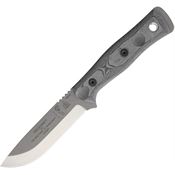 TOPS BROS154BLM Fieldcraft B.O.B. Hunter Linen Fixed Blade Knife with Black Linen Micarta Handles