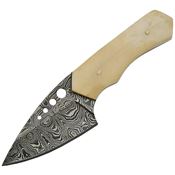 Damascus 1130 Hunter Fixed Damascus Steel Blade Knife with White Handle