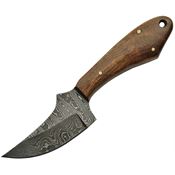 Damascus 1131WN Skinner Fixed Skinner Blade Knife with Brown Handle