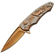 Rite Edge 300403GD Wolf Gold Assisted Opening Framelock Folding Pocket Knife