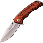 Tac Force 923PW Assisted Opening Linerlock Folding Pocket Satin Finish Knife with Brown PakkaWood Handle