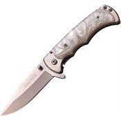 Tac Force 934WP Assisted Opening Framelock Folding Satin Finish Pocket Knife with White Resin Handles