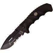 USMC A1053BK USMC Black Assisted Opening Part Serrated Linerlock Folding Pocket Knife