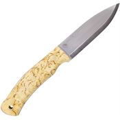 Casstrom 13104 No.10 Forest Curly Birch Fixed Scandi Grind Blade Knife with Curly Birch Wood Handles