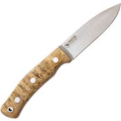 Casstrom 13118 No.10 Forest Curly Birch Fixed Flat Grind Blade Knife with Curly Birch Wood Handles