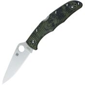 Spyderco 10ZFPGR Endura Zome Lockback Folding Satin Finish Pocket Knife with Green FRN Handle