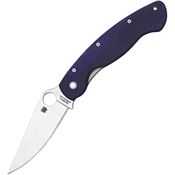 Spyderco 36GPDBL Military Model Clip Point Blade Linerlock Folding Pocket Knife with Blue G-10 Handle