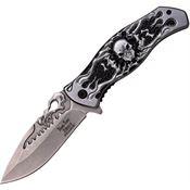 Dark Side 024GY Assisted Opening Linerlock Folding Pocket Knife with Gray and Black Double Anodized Handles
